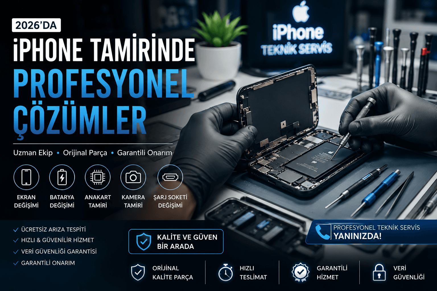 2026'da iPhone Tamirinde Profesyonel Servis Seçimi Neden Önemli? Orijinal Parça, Uzman Onarım ve Veri Güvenliği Rehberi teknik analizi