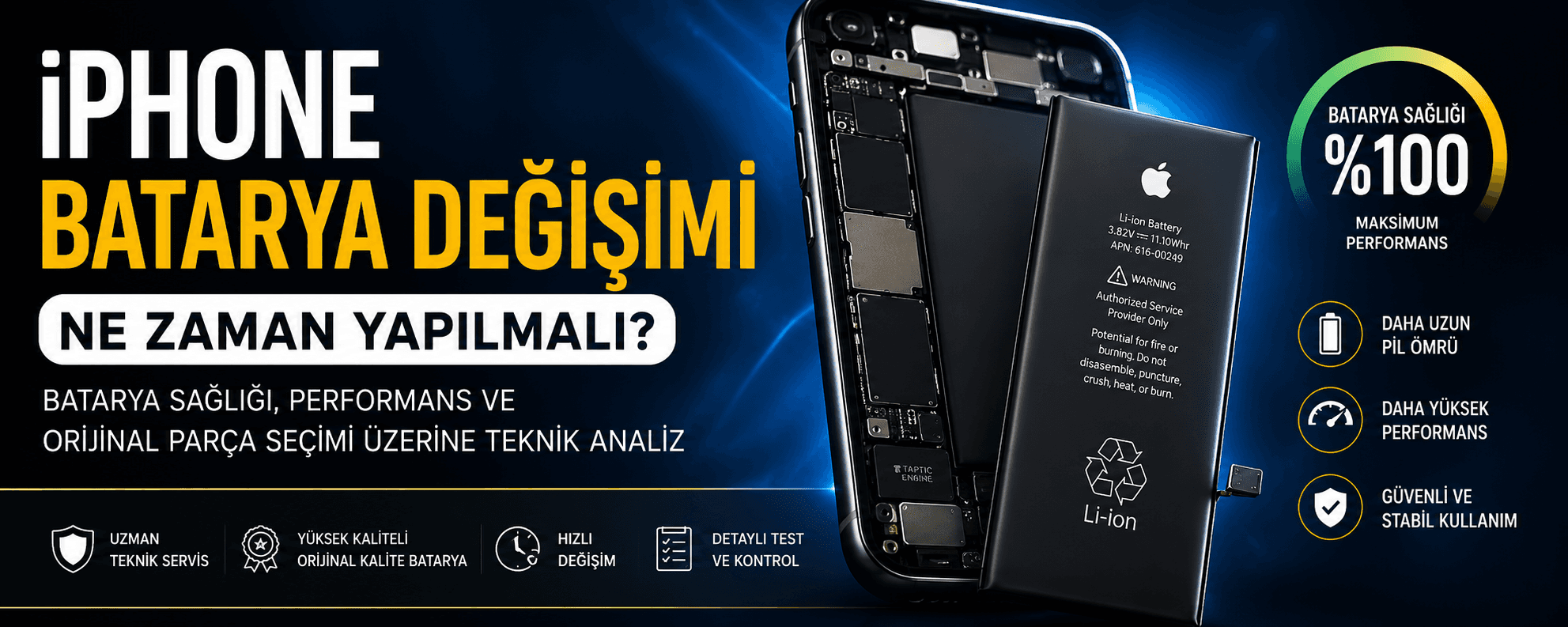 iPhone Batarya Değişimi Ne Zaman Yapılmalı? Batarya Sağlığı, Performans ve Orijinal Parça Seçimi Üzerine Teknik Analiz teknik analizi